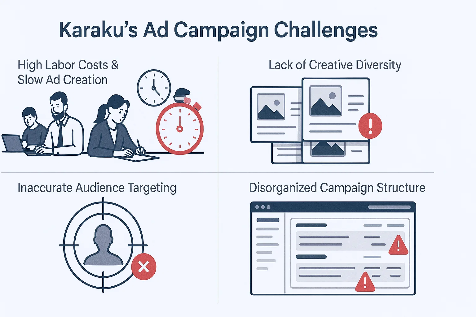 Karaku's core advertising challenges before adopting AdsGo AI